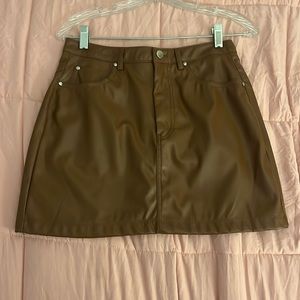 brown leather skirt